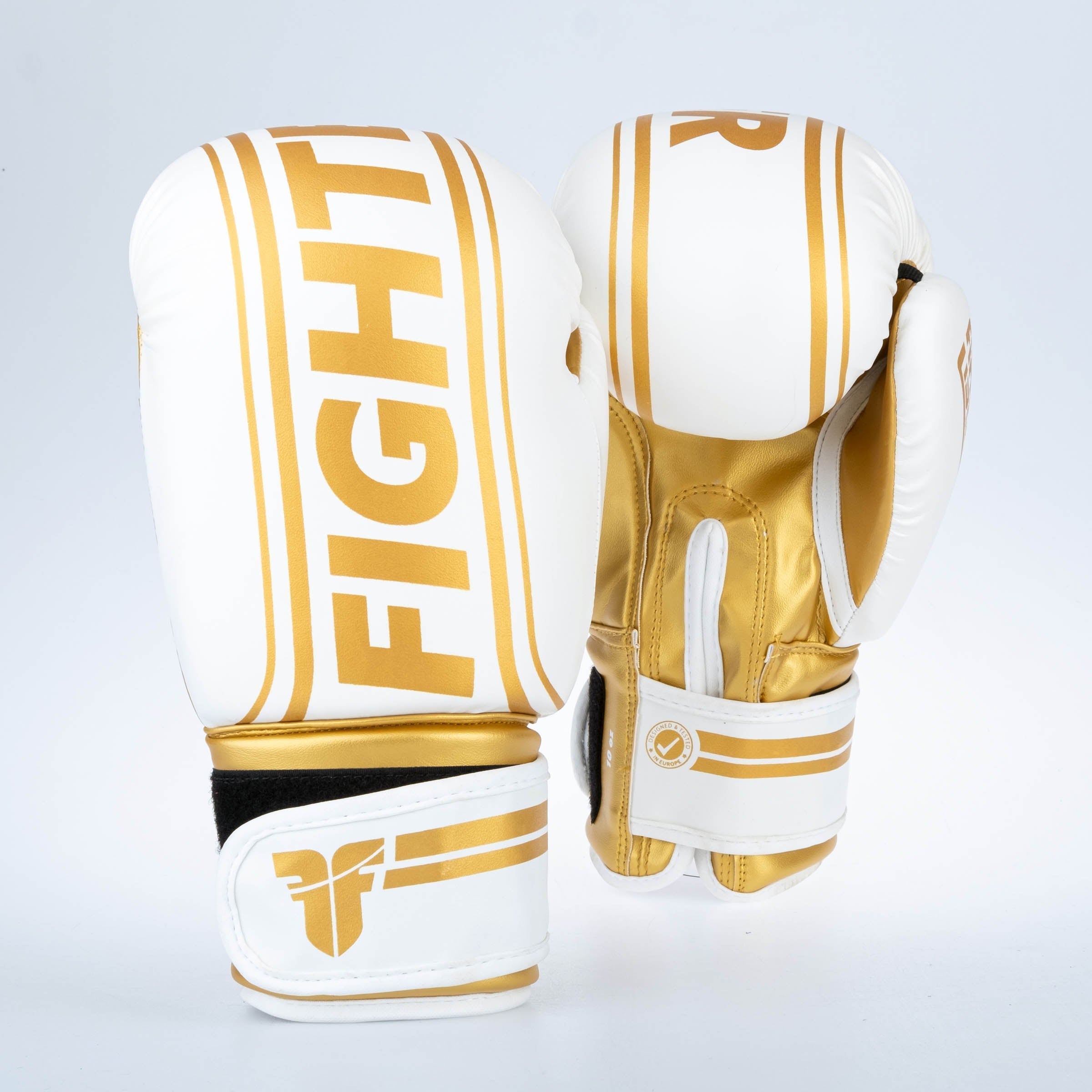 Fighter Boxing Gloves Basic Stripe - white/gold